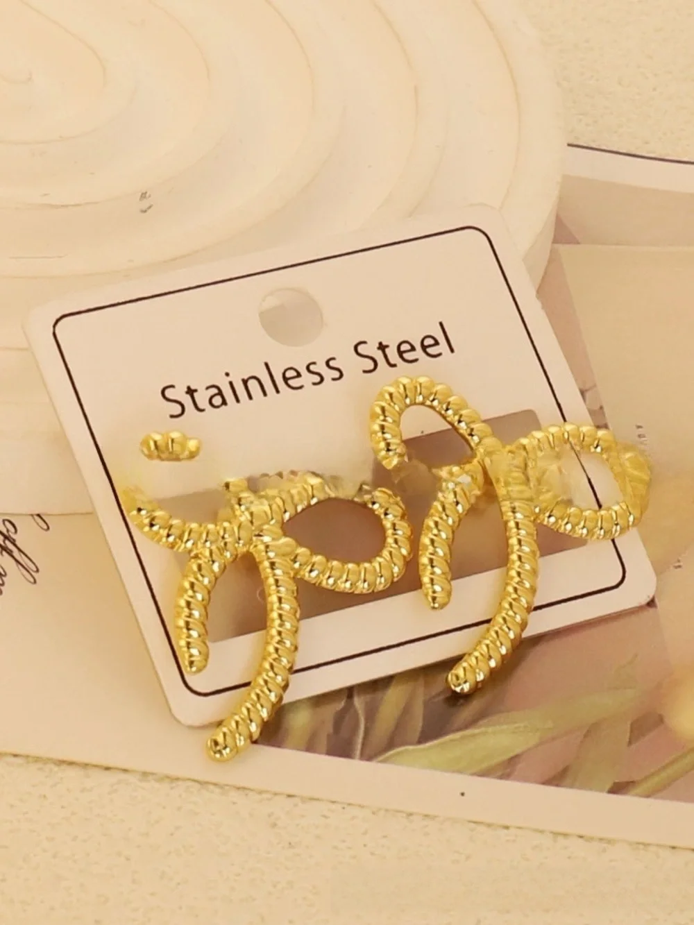 Gold-Tone Twisted Rope Statement Earrings
